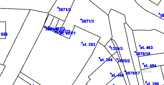 Parcela st. 283 v KÚ Trhové Sviny, Katastrální mapa