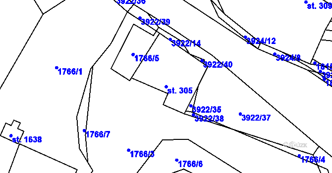 Parcela st. 305 v KÚ Trhové Sviny, Katastrální mapa