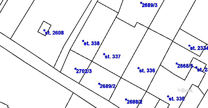 Parcela st. 337 v KÚ Trhové Sviny, Katastrální mapa