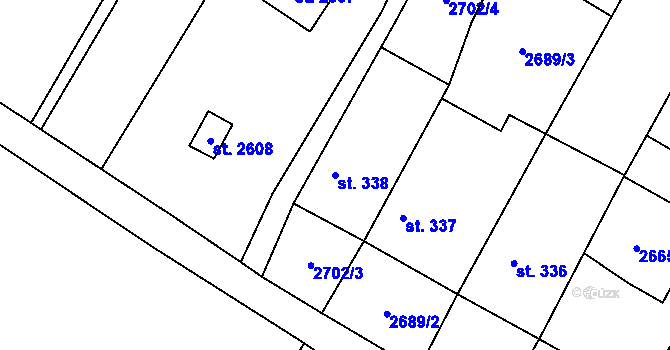 Parcela st. 338 v KÚ Trhové Sviny, Katastrální mapa