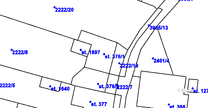 Parcela st. 376/1 v KÚ Trhové Sviny, Katastrální mapa
