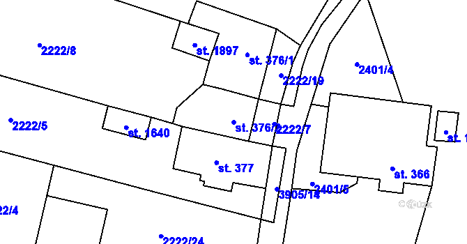 Parcela st. 376/2 v KÚ Trhové Sviny, Katastrální mapa