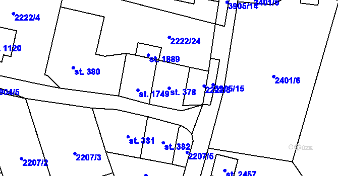 Parcela st. 378 v KÚ Trhové Sviny, Katastrální mapa
