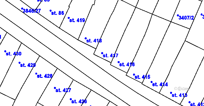 Parcela st. 417 v KÚ Trhové Sviny, Katastrální mapa