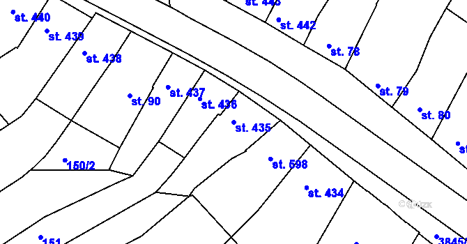 Parcela st. 435 v KÚ Trhové Sviny, Katastrální mapa