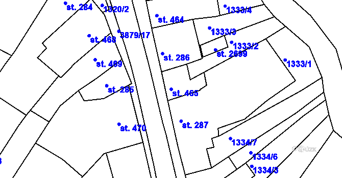 Parcela st. 465 v KÚ Trhové Sviny, Katastrální mapa