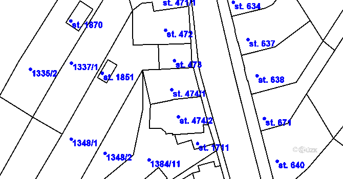 Parcela st. 474/1 v KÚ Trhové Sviny, Katastrální mapa