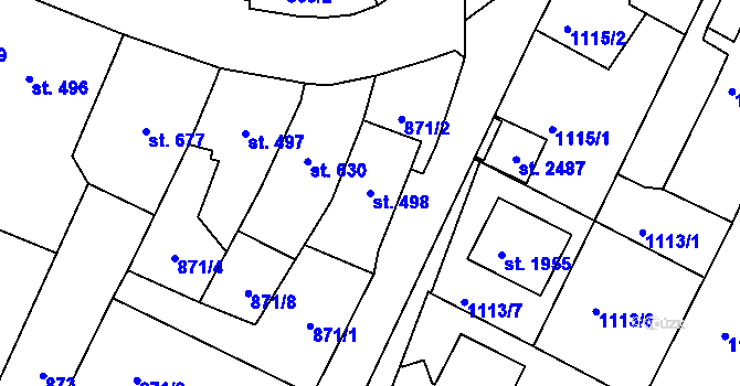Parcela st. 498 v KÚ Trhové Sviny, Katastrální mapa