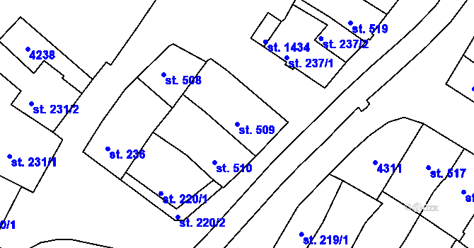 Parcela st. 509 v KÚ Trhové Sviny, Katastrální mapa