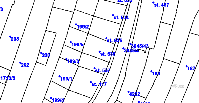 Parcela st. 536 v KÚ Trhové Sviny, Katastrální mapa