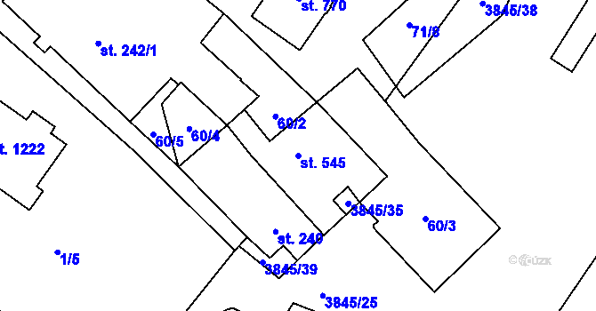Parcela st. 545 v KÚ Trhové Sviny, Katastrální mapa