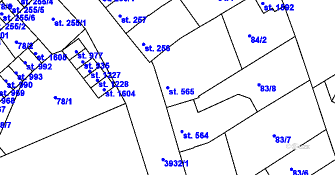 Parcela st. 565 v KÚ Trhové Sviny, Katastrální mapa