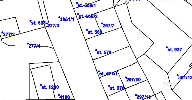 Parcela st. 570 v KÚ Trhové Sviny, Katastrální mapa