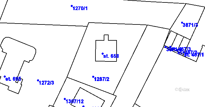 Parcela st. 658 v KÚ Trhové Sviny, Katastrální mapa