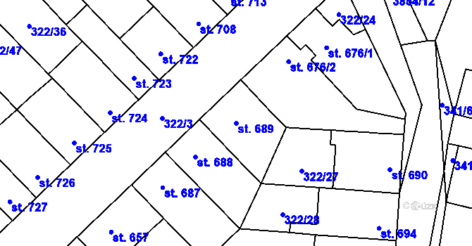 Parcela st. 689 v KÚ Trhové Sviny, Katastrální mapa