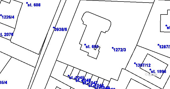 Parcela st. 695 v KÚ Trhové Sviny, Katastrální mapa