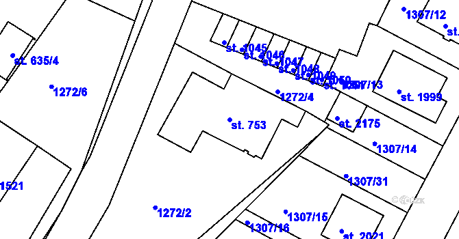 Parcela st. 753 v KÚ Trhové Sviny, Katastrální mapa