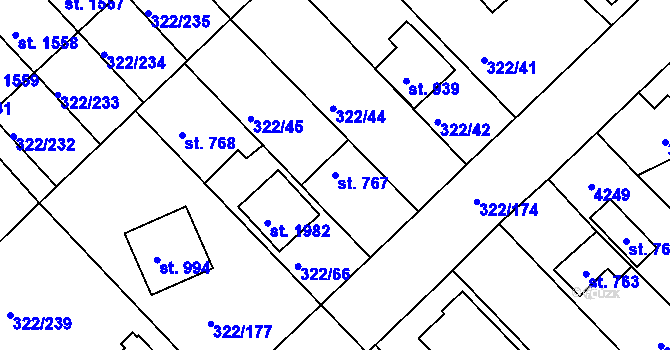 Parcela st. 767 v KÚ Trhové Sviny, Katastrální mapa