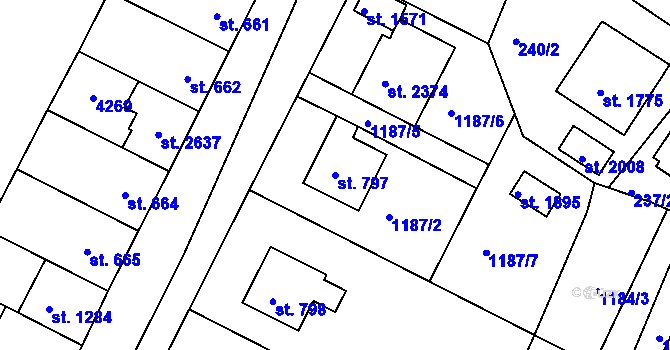 Parcela st. 797 v KÚ Trhové Sviny, Katastrální mapa
