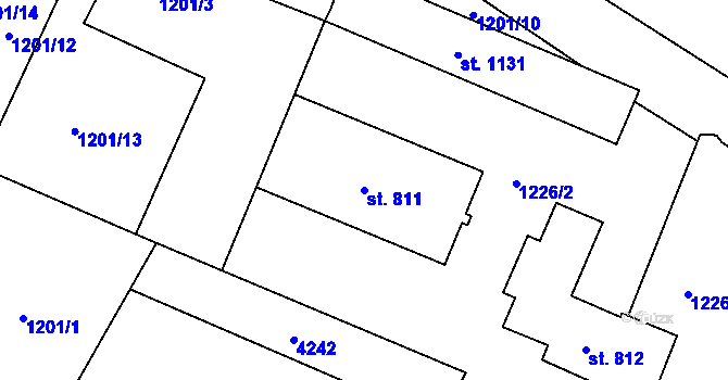 Parcela st. 811 v KÚ Trhové Sviny, Katastrální mapa