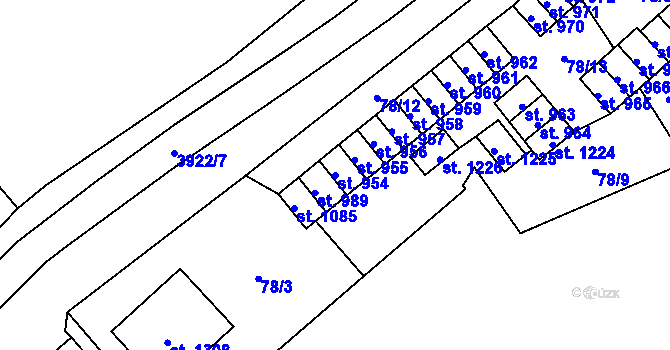 Parcela st. 954 v KÚ Trhové Sviny, Katastrální mapa