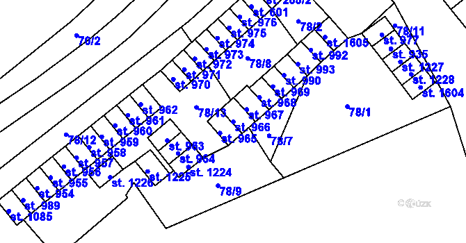 Parcela st. 966 v KÚ Trhové Sviny, Katastrální mapa