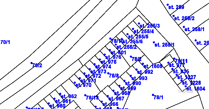 Parcela st. 976 v KÚ Trhové Sviny, Katastrální mapa