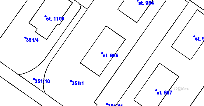 Parcela st. 986 v KÚ Trhové Sviny, Katastrální mapa