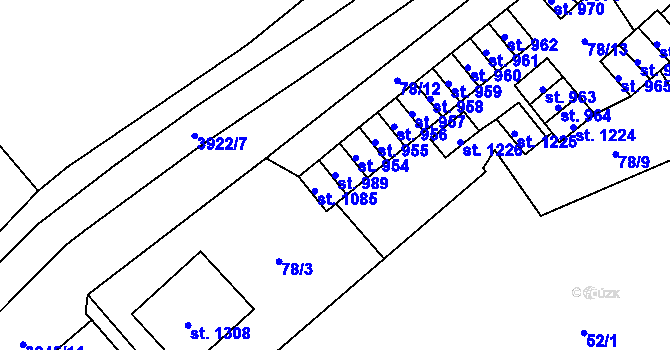 Parcela st. 989 v KÚ Trhové Sviny, Katastrální mapa