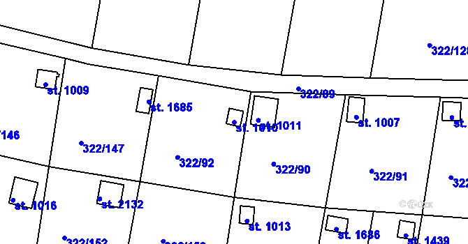 Parcela st. 1010 v KÚ Trhové Sviny, Katastrální mapa