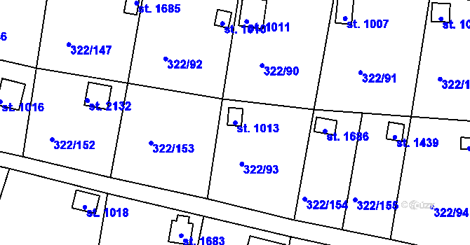 Parcela st. 1013 v KÚ Trhové Sviny, Katastrální mapa