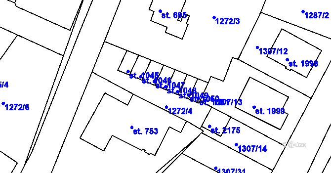 Parcela st. 1048 v KÚ Trhové Sviny, Katastrální mapa