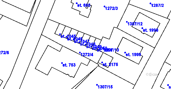Parcela st. 1049 v KÚ Trhové Sviny, Katastrální mapa