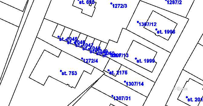 Parcela st. 1051 v KÚ Trhové Sviny, Katastrální mapa