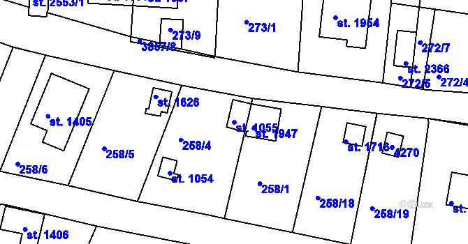 Parcela st. 1055 v KÚ Trhové Sviny, Katastrální mapa