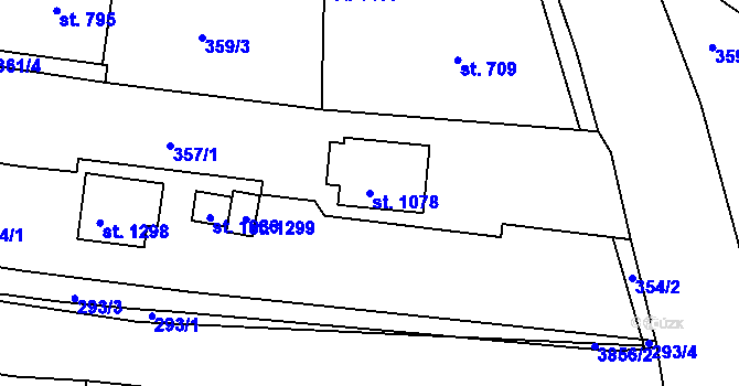 Parcela st. 1078 v KÚ Trhové Sviny, Katastrální mapa