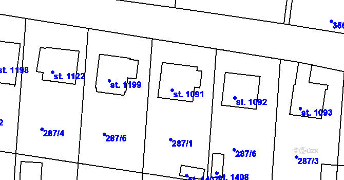 Parcela st. 1091 v KÚ Trhové Sviny, Katastrální mapa