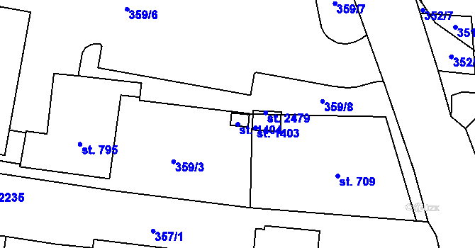 Parcela st. 1404 v KÚ Trhové Sviny, Katastrální mapa