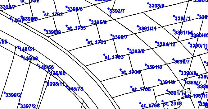 Parcela st. 1703 v KÚ Trhové Sviny, Katastrální mapa