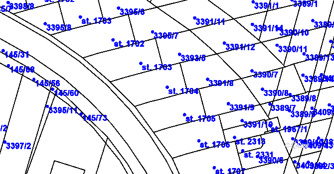 Parcela st. 1704 v KÚ Trhové Sviny, Katastrální mapa