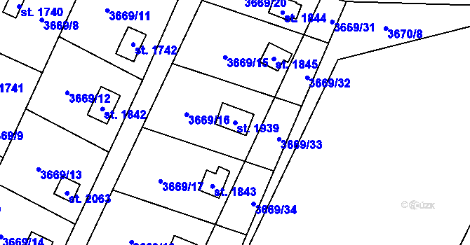 Parcela st. 1939 v KÚ Trhové Sviny, Katastrální mapa