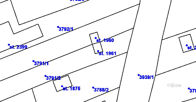 Parcela st. 1961 v KÚ Trhové Sviny, Katastrální mapa
