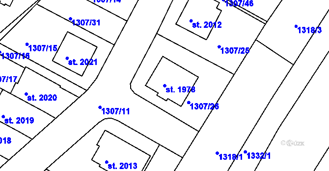 Parcela st. 1978 v KÚ Trhové Sviny, Katastrální mapa