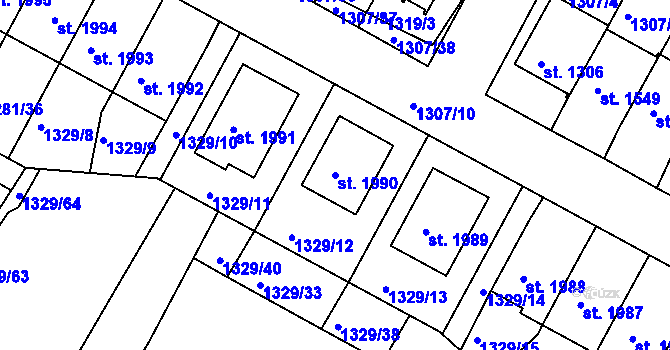 Parcela st. 1990 v KÚ Trhové Sviny, Katastrální mapa