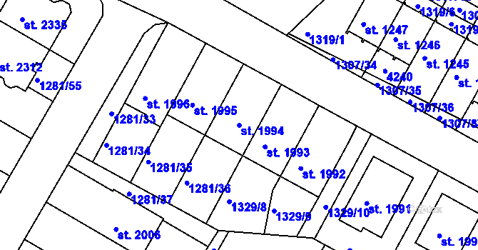 Parcela st. 1994 v KÚ Trhové Sviny, Katastrální mapa