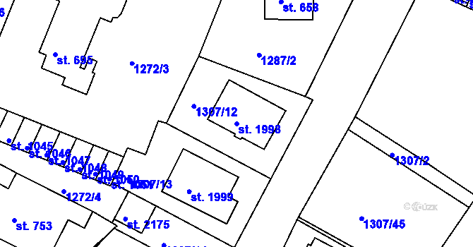 Parcela st. 1998 v KÚ Trhové Sviny, Katastrální mapa