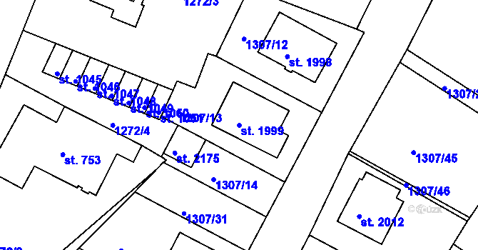 Parcela st. 1999 v KÚ Trhové Sviny, Katastrální mapa