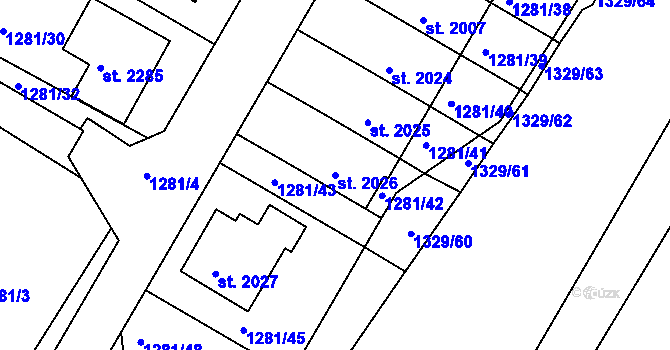 Parcela st. 2026 v KÚ Trhové Sviny, Katastrální mapa