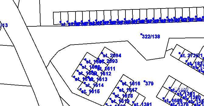 Parcela st. 2094 v KÚ Trhové Sviny, Katastrální mapa