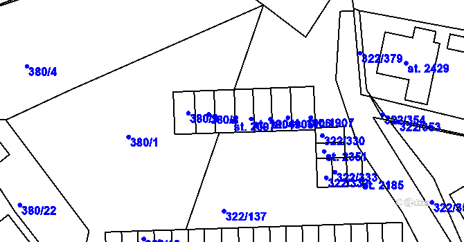Parcela st. 2097 v KÚ Trhové Sviny, Katastrální mapa